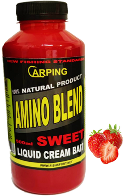 Ліквід Amino dlend sweet Strawberry 500ml liquid cream bait 500мл, Червоний
