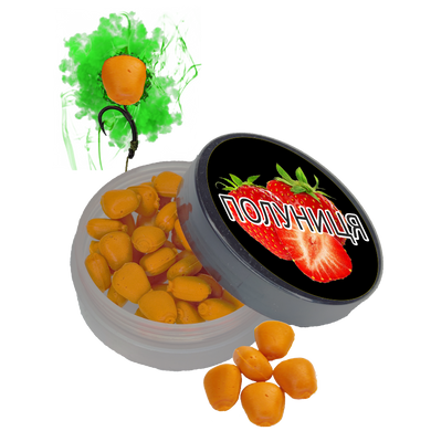 Кукуруза желейная (Клубника)10mm ПЫЛИК POP-UP (эффект флюоро дым) банка, оранжевый флюоро