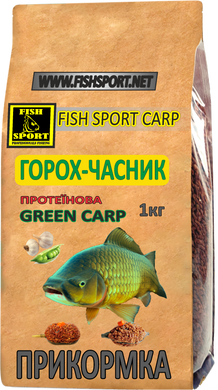 Прикормка Зеленый карп (горох-чеснок) FISH SPORT 1 кг