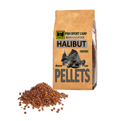 Pellets 4mm HALIBUT (protein) 1кг, Коричневий