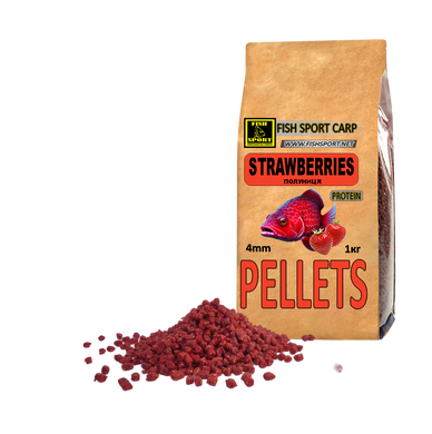 Pellets 4mm Клубника (protein) 1кг, Красный